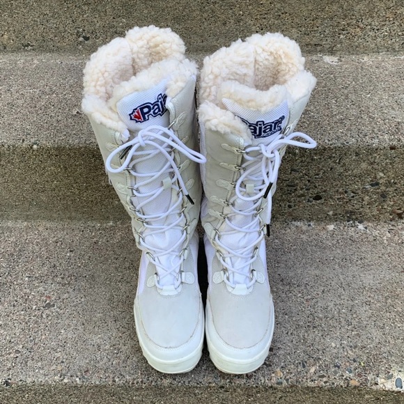 Pajar White Winter Boots with Cream Fur 10 - Picture 3 of 11